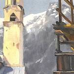 Bild: 34 Chiesetta di Penia - 1966 Val di Fassa Olio su cartone pressato 48 x 38