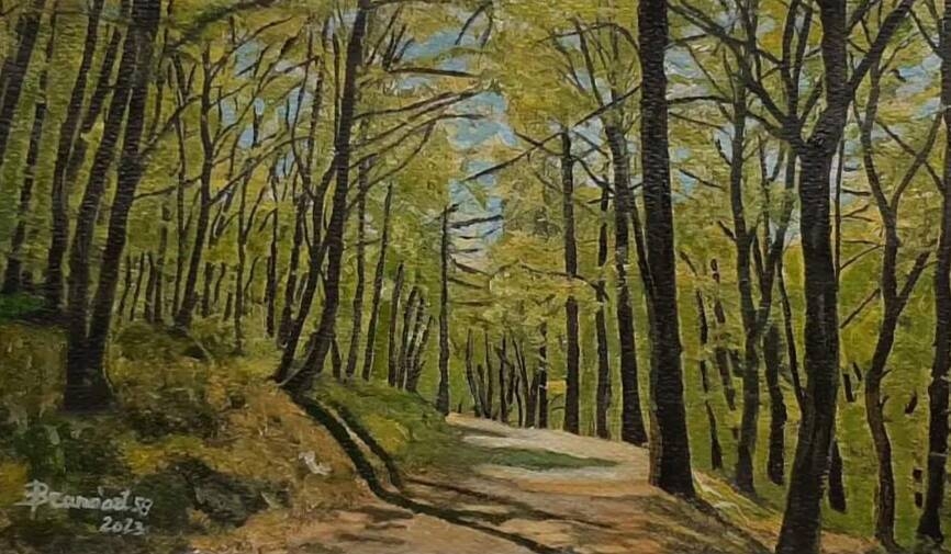 Bild: Bruno Capossela - Passeggiata tra i boschi, Vigolana TN, acrilico mis 24x15